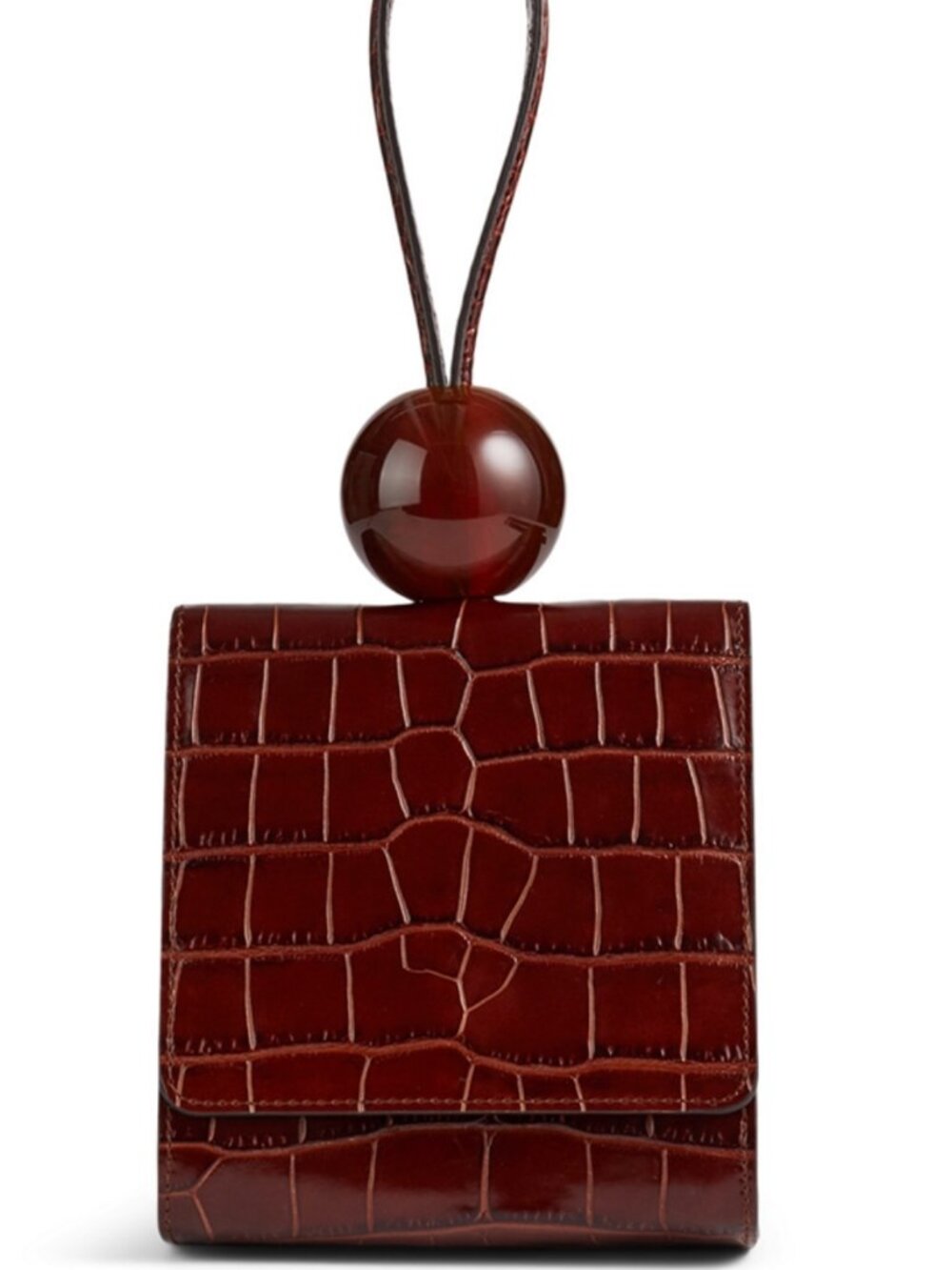 BY FAR Ball Croc-Embossed Leather Bag